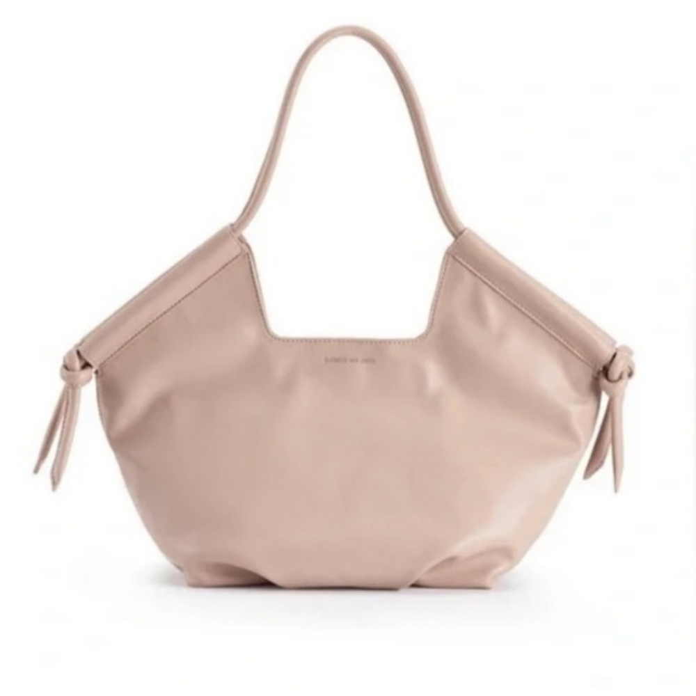 ELIZABETH AND JAMES Taupe Chunky Knotted Minimalist Vegan Leather Satchel Bag
